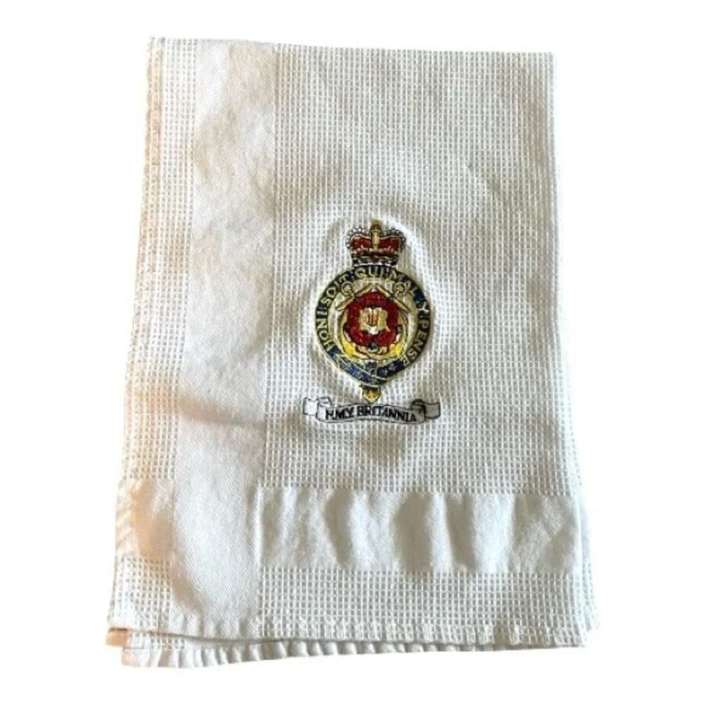 Britannia Crest Tea Towel, The Royal Yacht, Britannia, Edinburgh, Embroidered.